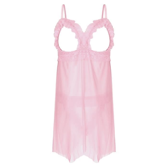 Yonghs Fr Lingerie Homme Sissy Robe Sexy Transparente Nuisette Avec G