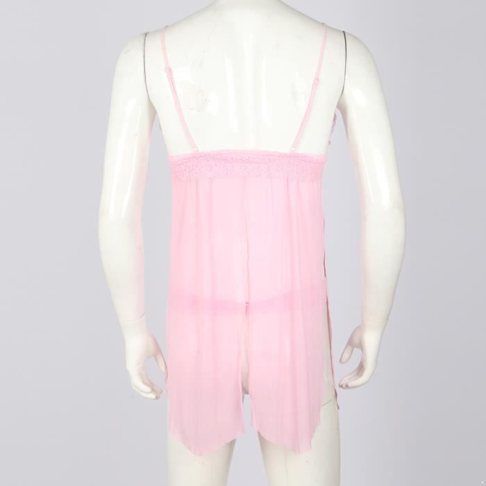 Yonghs Fr Lingerie Homme Sissy Robe Sexy Transparente Nuisette Avec G
