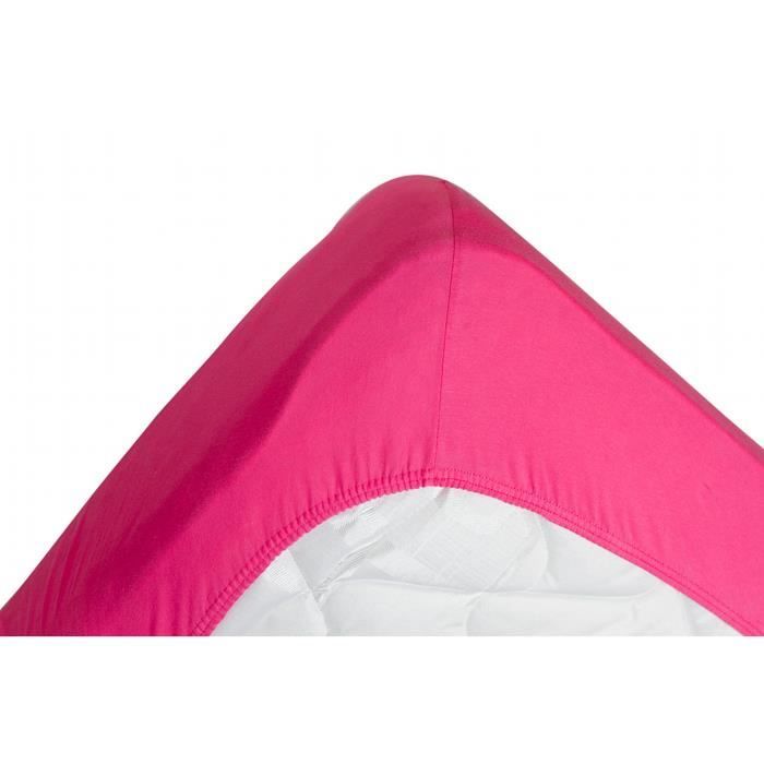 Drap housse jersey extensible DOUCEUR rose - 70x200