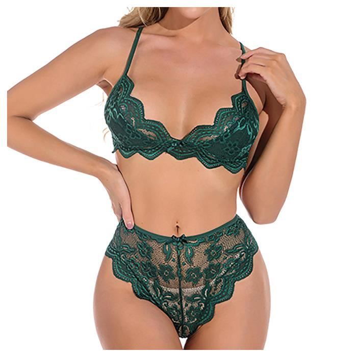 Ensemble Brassiere Et Culotte Femmes Mode Sexy Dentelle Lingerie Deux