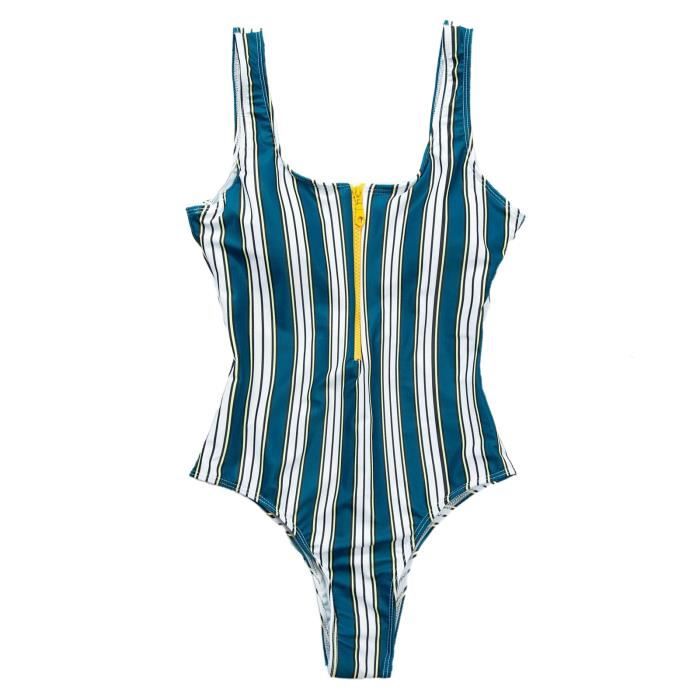 Maillot De Bain Femmes Bikini Rayures Taille Maillot De Maillot De Bain Slim Monokini Slim