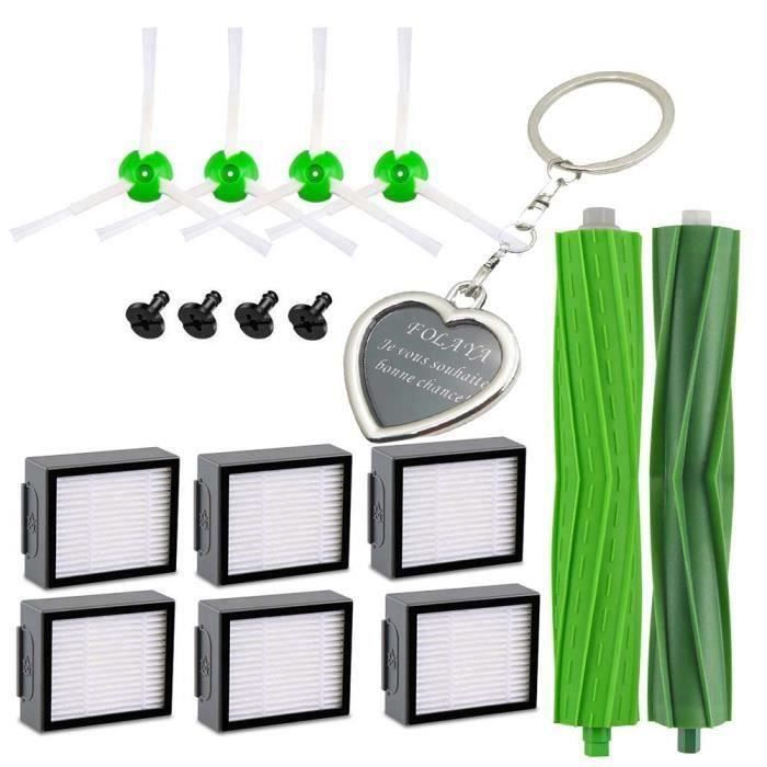 Kit Pièces accessoires pour iRobot Roomba seriei7 i7+-i7 Plus E5 E6 E7 6 Filtres HEPA et Brosses en Caoutchouc pour Aspirateur Robot