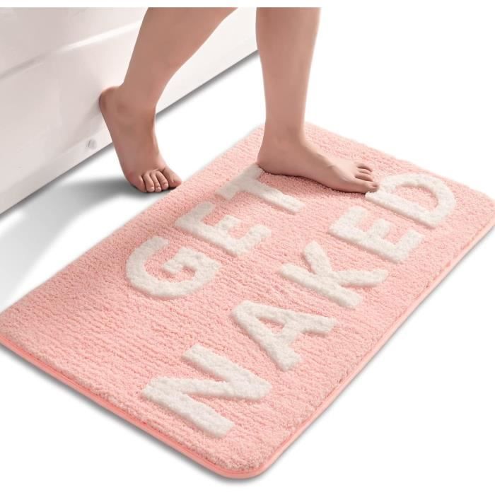Get Naked Tapis De Bain Antid Rapant En Microfibre Douce Motif Lettres Color Es X Cm