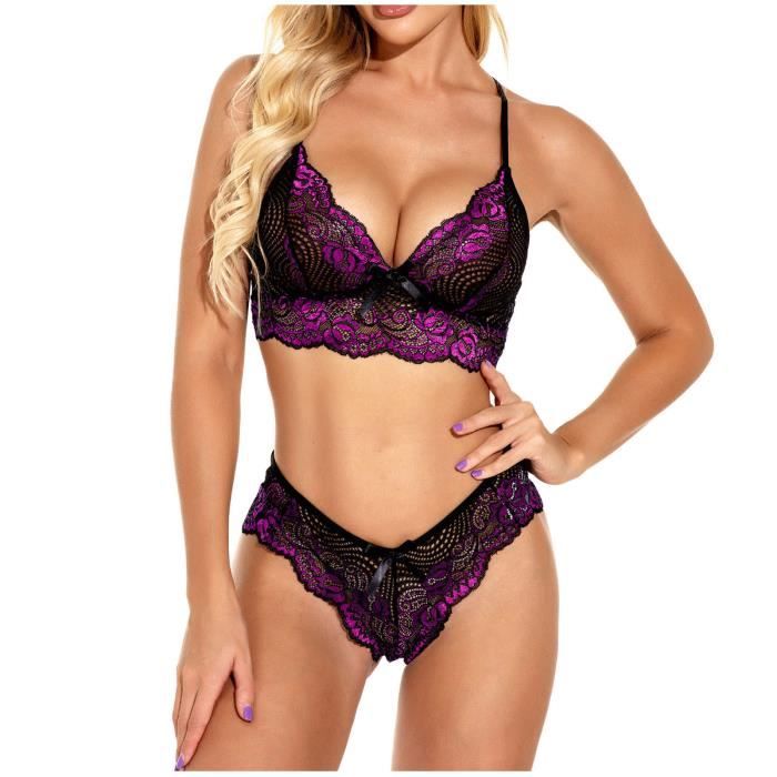 Femmes Mode L Gante Sexy Lingerie Dentelle Gaze Sous V Tements Split