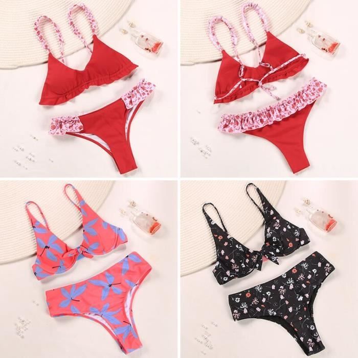 MAILLOT DE BAIN Miyouj Bikini à volants avec imprimé floral maillot