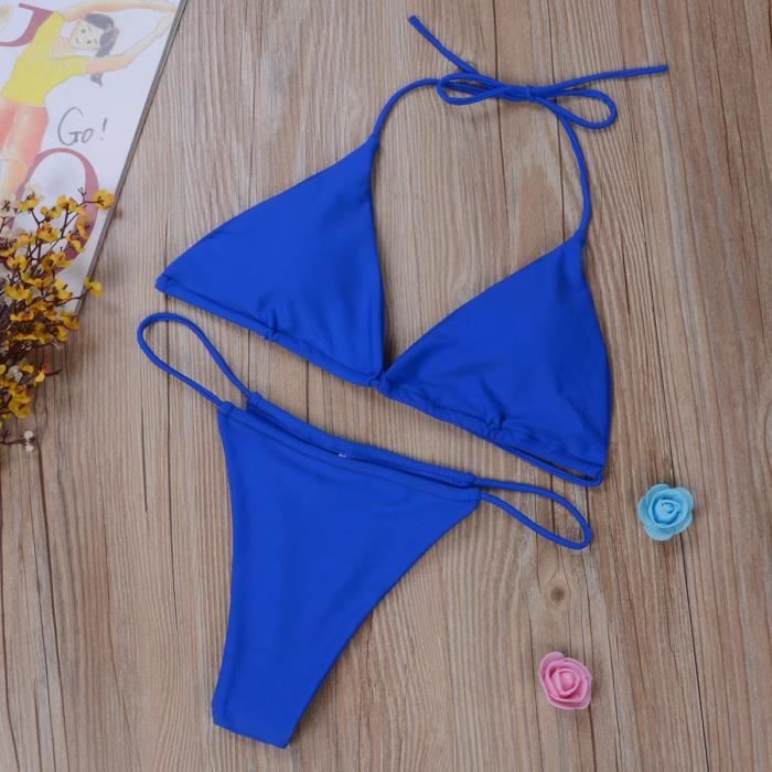 Ensemble de bikini Maillot de bain triangle sexy pour femmes ensemble deux pièces string micro