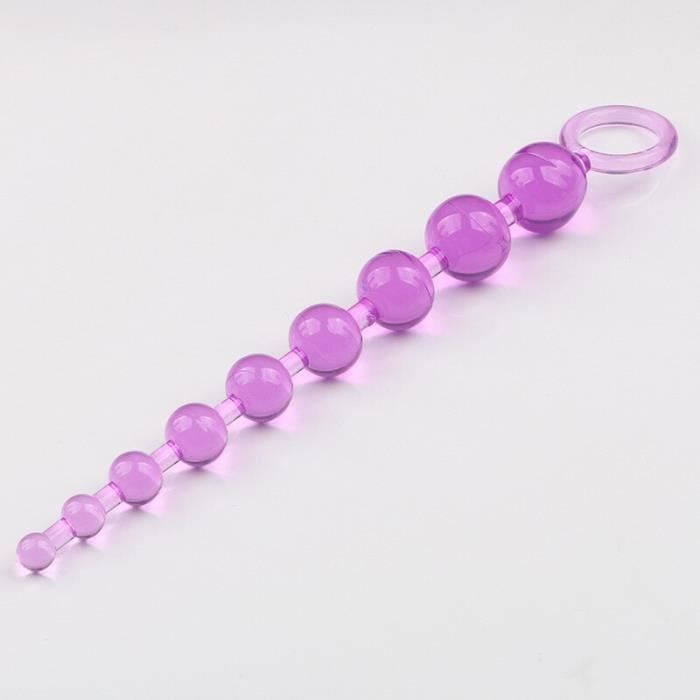 Gs Purple Plug Anal Long En Silicone En Forme De C Ur Perles