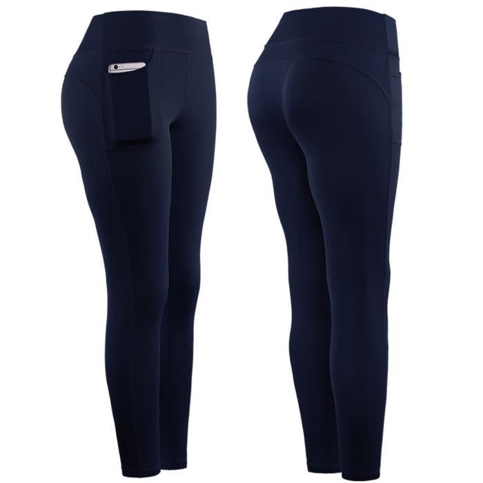 Amincissant Pantalon Jogging Femme avec Poche Collant Running Femme Legging de Sport Taille Haute Pantalon Fitness Gym S-XL