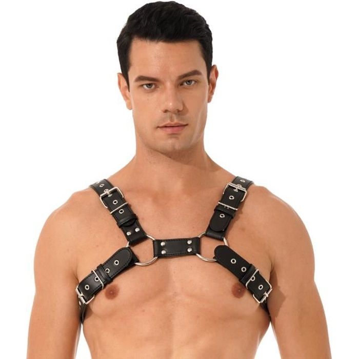 Iixpin Harnais De Poitrine Homme Sexy Bandage Harnais Faux Cuir Gay