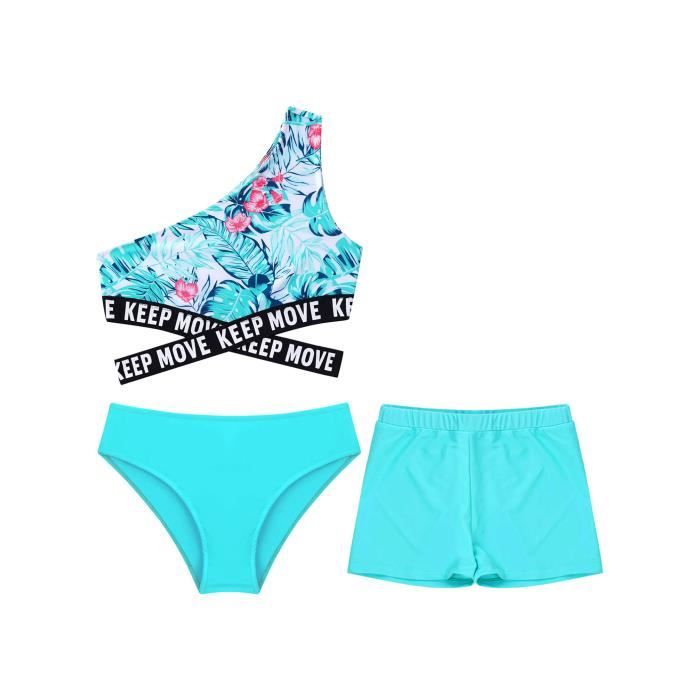 IEFIEL 3 Pieces Bikini Maillot de Bain Fille Enfant Tankini Imprimés