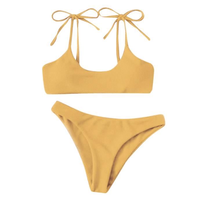 Maillot De Bain Deux Pi Ces Bikini Taille Haute Pour Femme Avec