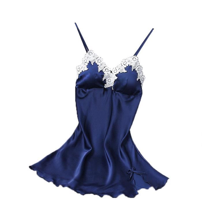 Nuisette Longue Lingerie Sexy Femmes Robe En Dentelle De Soie Nuisette