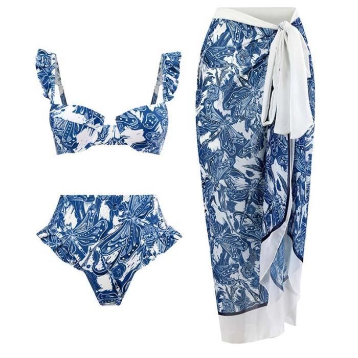 Maillot De Bain Femme Sexy Taille Haute Bikini Fendu Individuel