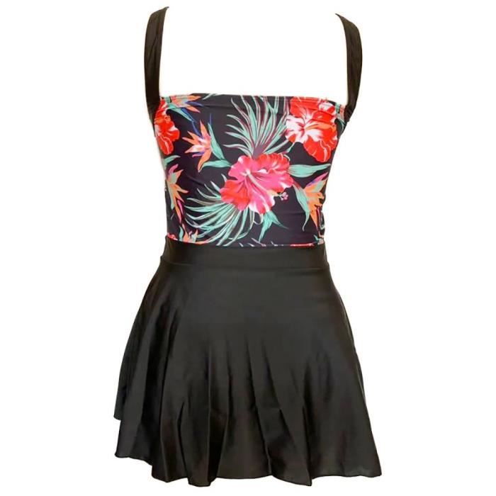Maillot De Bain Avec Jupette Femme Fleur Bikini De Plage Grande Taille