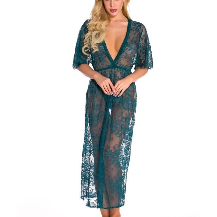 Femmes Dentelle Sexy Lingerie Longue Section Robe De Nuit Sous