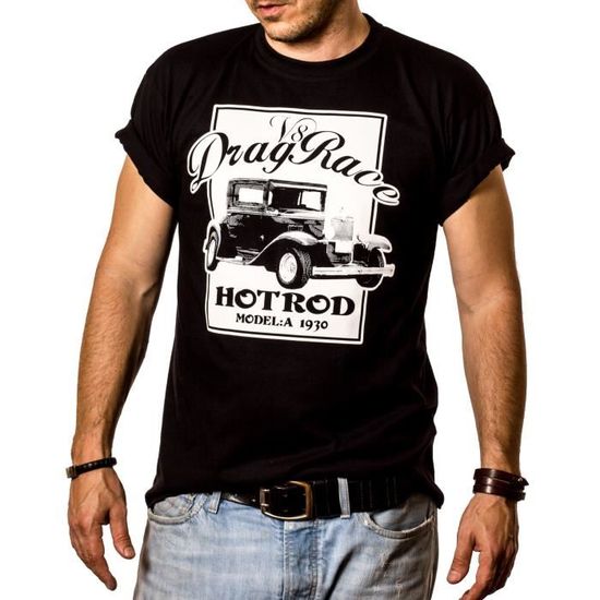 Rockabilly Hot Rod T Shirt Homme DRAG RACE V8 Noir Taille S Cdiscount Prêt à Porter