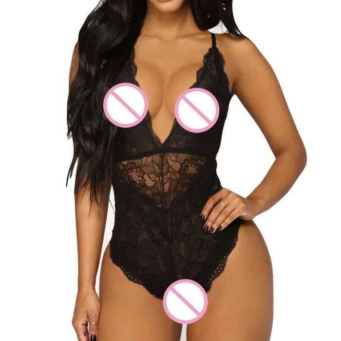 Body Femmes Sexy One Piece Pyjamas Lingerie V Tements De Nuit En Dentelle Noir Cdiscount Pr T