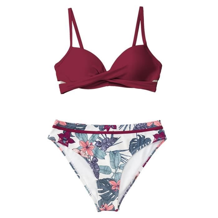 Ensemble De Bikini Fleurs Avec Push Up Et String Cupshe Adk E