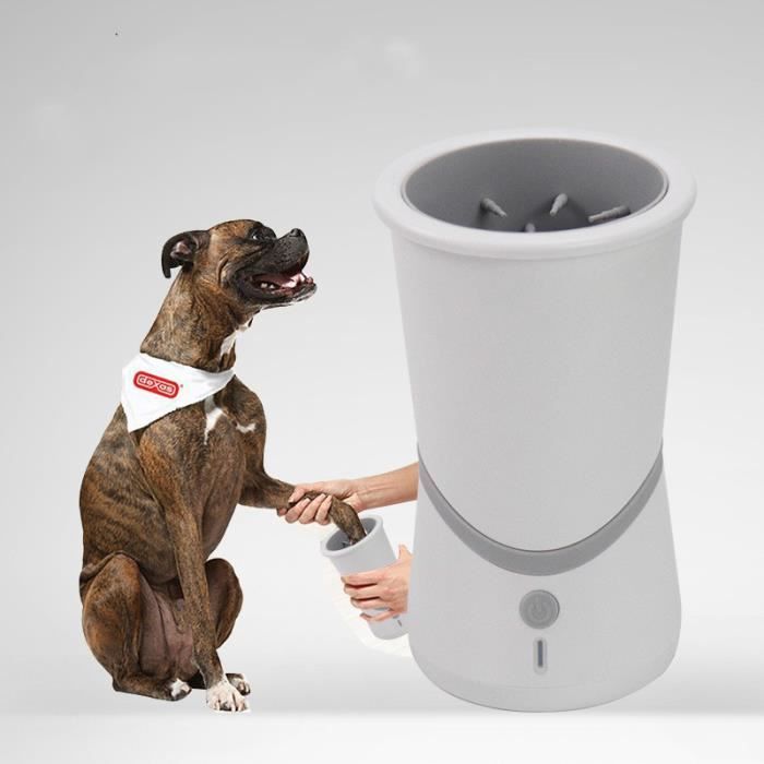 Lave-pieds USB électrique automatique pour chien,Nettoyeur de Pattes pour Chien,Patte de Chien Cleaner（blanc)