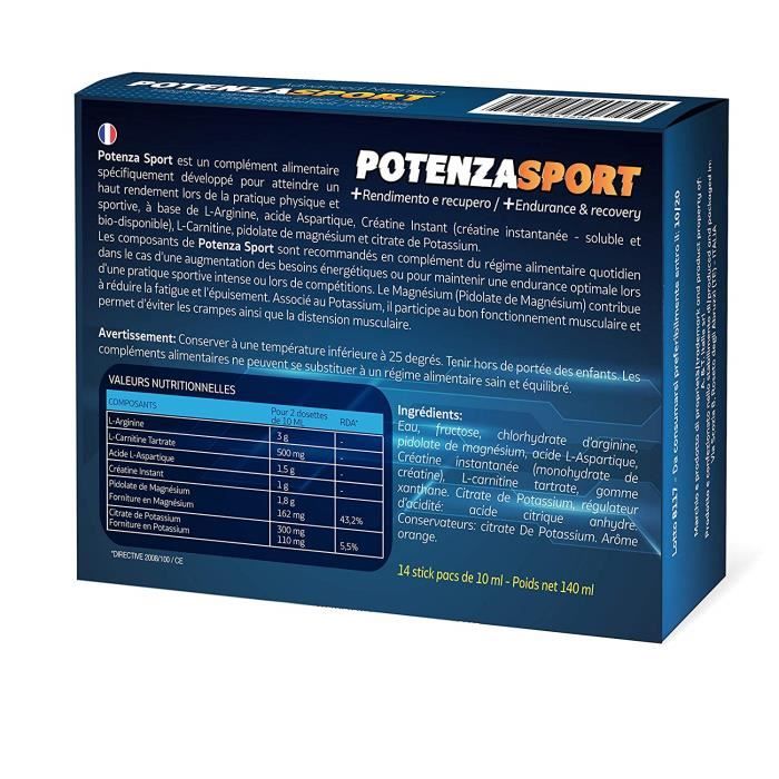 A & T Italia Potenza Sport Advanced Nutrition | à base de L Arginine L Carnitine Acide Aspartique Créatine Magnésium et Potassium