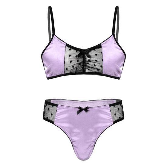 Iixpin Ensemble Lingerie Sissy Homme Sexy Dentelle Satin Sous V Tement