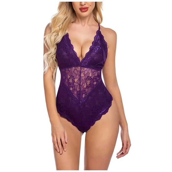 Mesdames Lingerie Mode Sexy Dentelle Body Deep V One Piece Dentelle