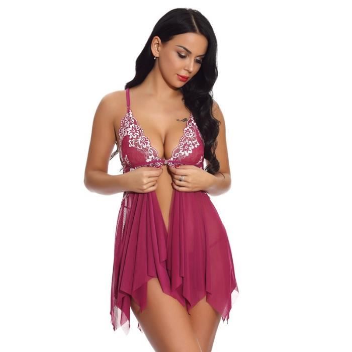 Nuisette Sexy Lingerie Femme Robe Chemise De Nuit D Shabill Transparent Sous V Tements Avec G