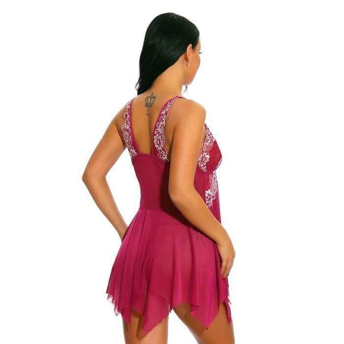 Nuisette Sexy Lingerie Femme Robe Chemise de Nuit Déshabillé
