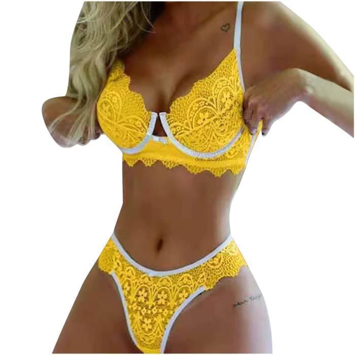 Costume De Lingerie Sexy En Dentelle Fronc E Trois Points Pour Femmes