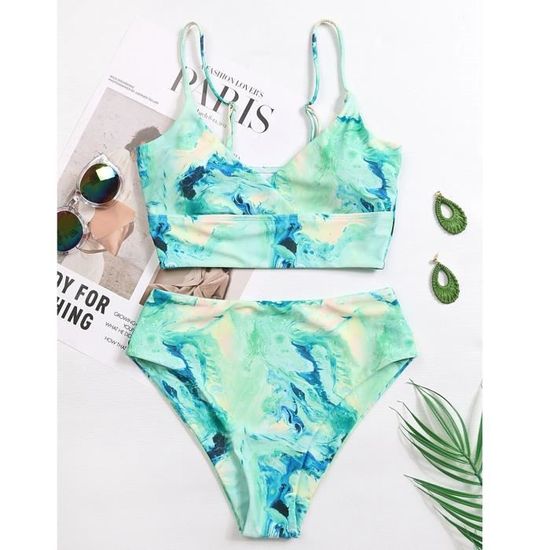 Ensemble De Bikini Taille Haute Pour Femmes Push Up Maillot De Bain