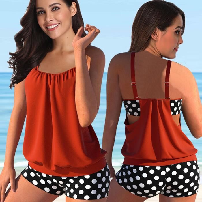 Maillot De Bain Femme Tankini Pi Ces Grande Taille Sexy Impression Bikini Red C Blanc