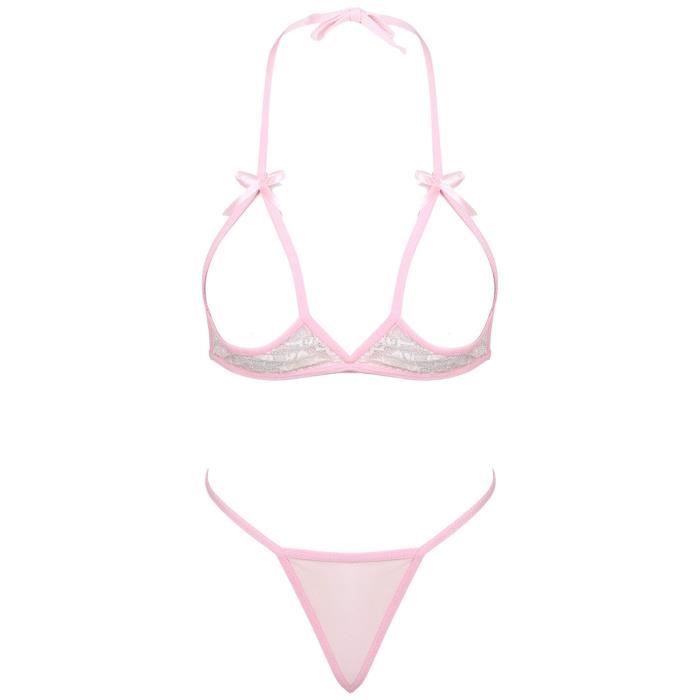 Iixpin Micro Bikini Sexy Femme Ficelle String Et Soutien Gorge Sein Nu