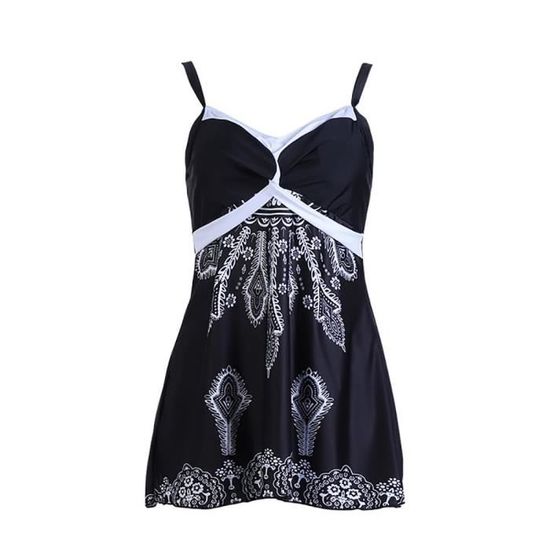 Maillot De Bain Avec Jupette Femme Dos Nu String Bikini De Plage Noir