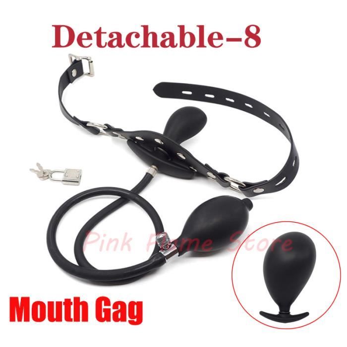 Détachable 8 Énorme Plug Anal gonflable et pénis Gag Fixation orale