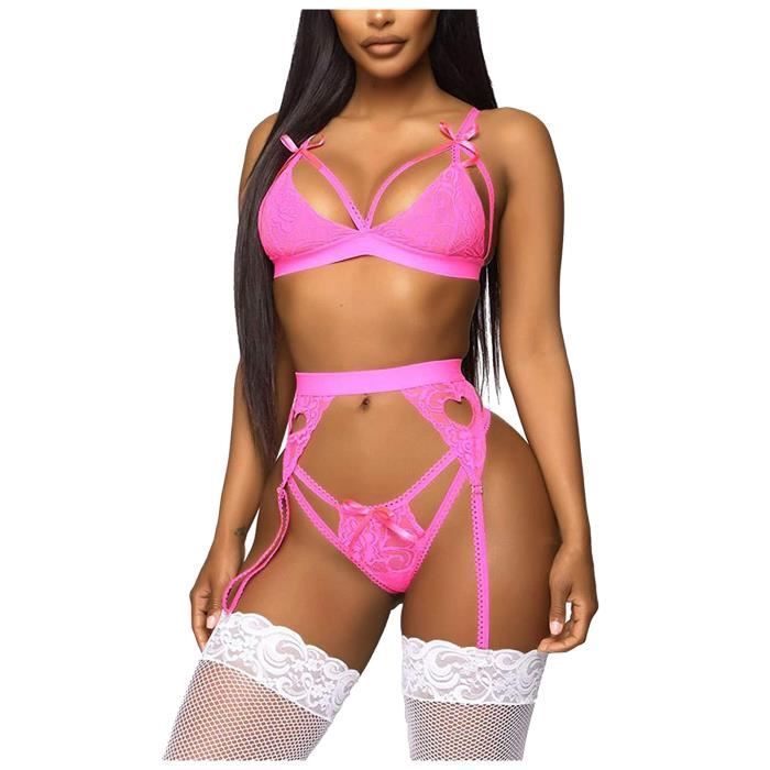 Dames Lingerie Rotique Sexy Dentelle Sangle Porte Jarretelles Ensemble
