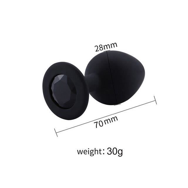 Plug Black Godemichet Anal En Silicone Avec Bijoux En Cristal Pour