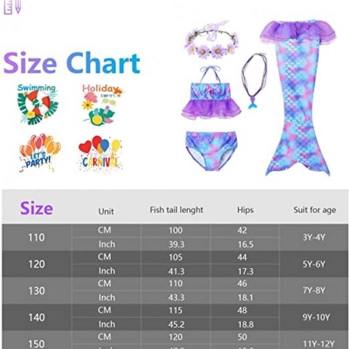 I Pcs Queue De Sir Ne Enfant Fille Pour Nager Bikini Maillot De Bain Sir Ne Queue Princesse