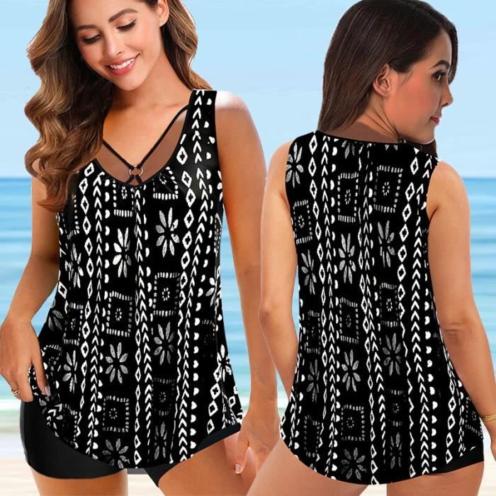 Maillot De Bain Sport Femme Tankini Grande Taille D Impression Bikini Gros Bustes
