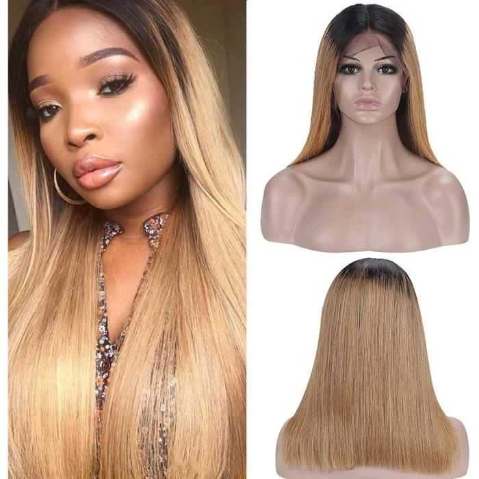 Perruque Ombre Droite Blonde Sans Colle Perruques Dentelle Perruques Brésiliennes Cheveux