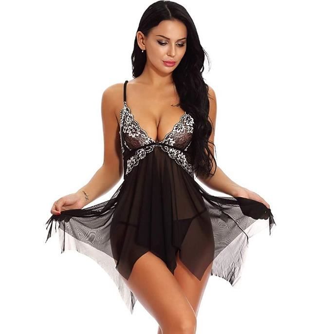 Lingerie Rotique Femme String Sexy Femme Split Noir Grande Taille