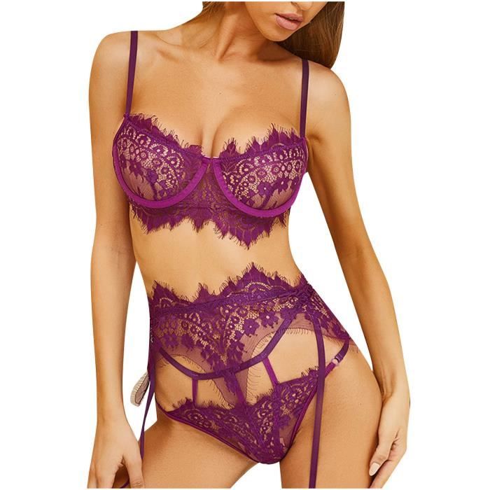 Brassiere de Femmes Lingerie Corset Sexy de ntelle Jarretière Ensemble