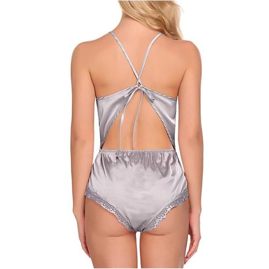 Body Sexy Femmes Dentelle Satin Sexy Teddy Lingerie Dos Nu Combinaison
