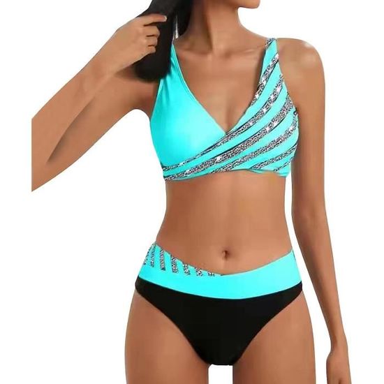 Maillot De Bain Femme Bikini Pi Ces Imprim Push Up Vert Clair Dark Green Cdiscount Pr T