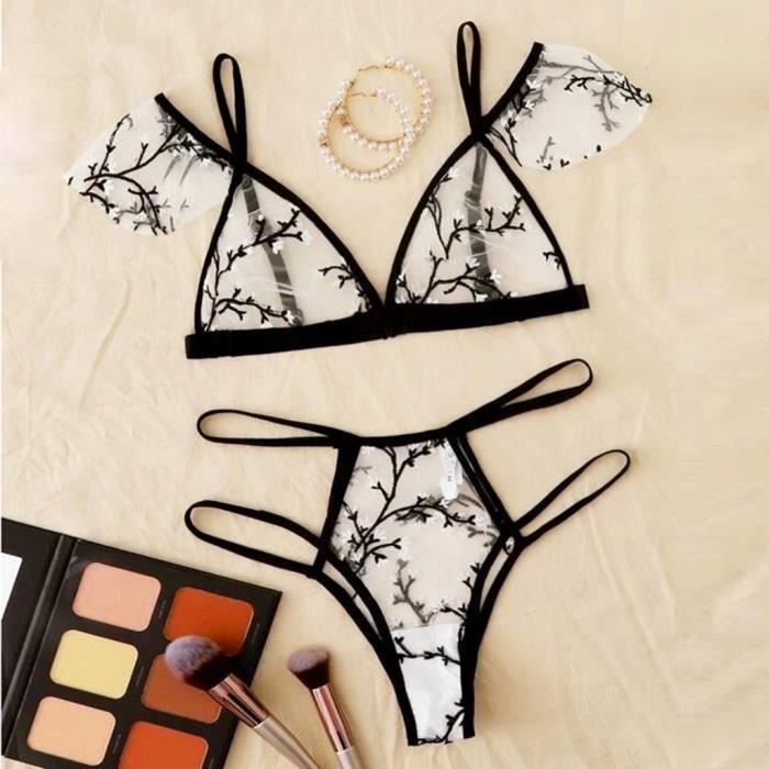 Femmes Sexy Broderie Dentelle Sous V Tements Pyjamas Lingerie Vider G