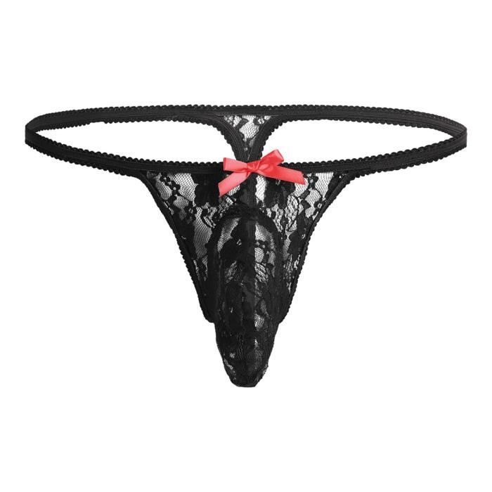 Yonghs Fr Micro String Sexy Homme Sissy Lingerie Dentelle Tanga