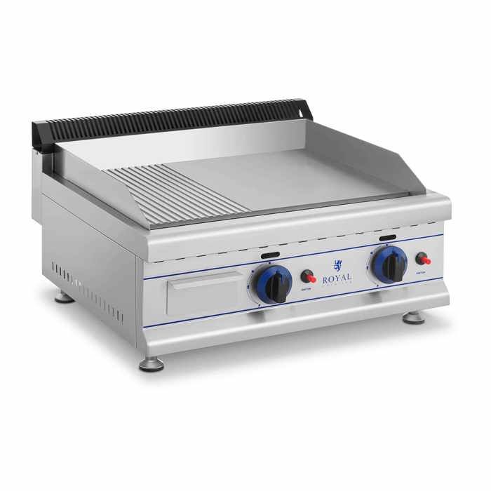 Plancha Snacker Inox Plaque Cuisson Fonte Grill Neuf Rainure Gaz De Ville 65cm Royal Catering RCGL 65GE20H