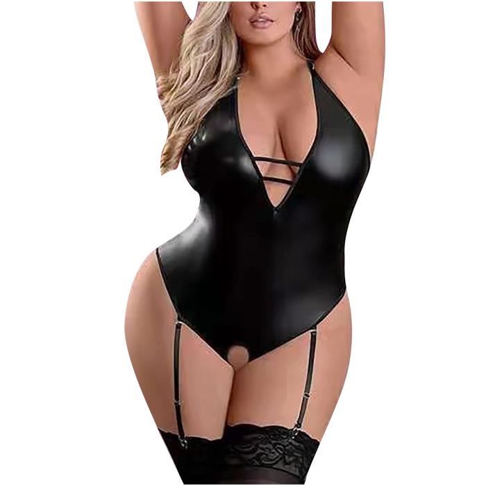 Femmes Mode Sexy Sling Cuir Artificiel Sous Vêtements Body Lingerie