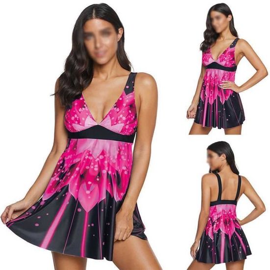 Femme Maillot De Bain Push Up Bikini Tankini Avec Jupette Cache Ventre
