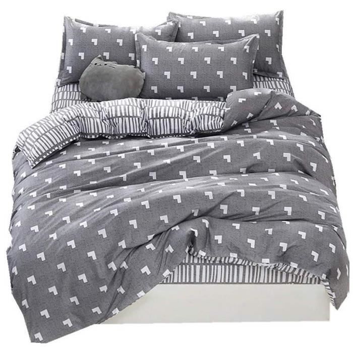 Bedding Housse de Couettes Imprimée Rayures Vertes Fond Gris Form uettes,Respirante et Durable (Forme de Coeur Blanc, 200_x_230_cm)