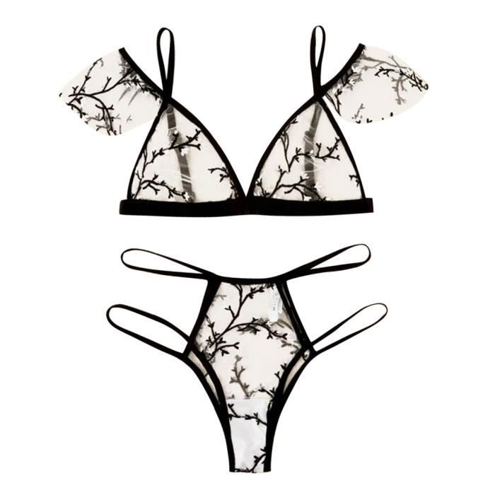 Sasaquoy Coordonnes Ensemble Lingerie Femmes Sexy Broderie Dentelle